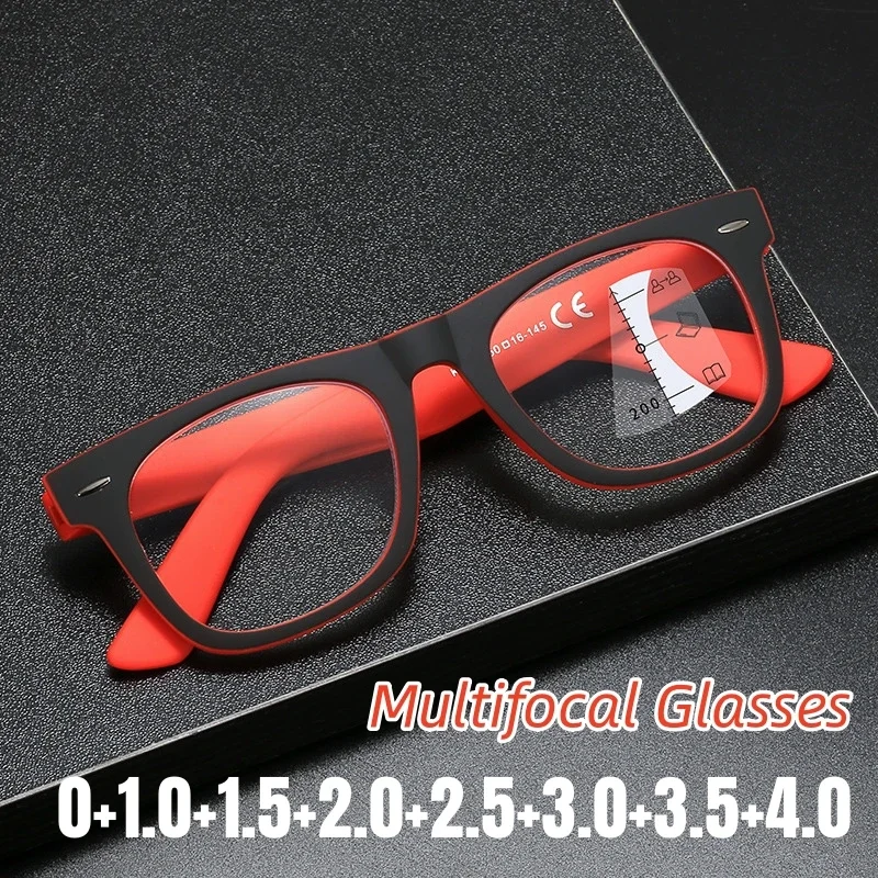 Unisex Mode Multifokale Lesebrille High Definition Anti-blau Licht Brillen Platz Progressive Presbyopie Rahmen 0 + 4,0 Image