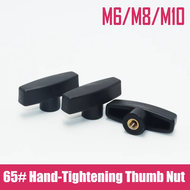 M6 M8 M10 Kopfdurchmesser 65 # T-Typ Pflaume Bakelit Flügel Handfest Muttern Schmetterling Kunststoff Kopf Handknopf Blind hol Daumenmutter Image