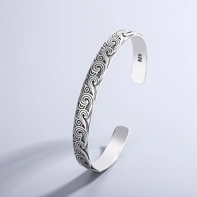 Neue Ankunft Retro Welle Armbänder 925 Sterling Silber Schmuck Mode Spray Persönlichkeit Süße Wolke Öffnung Armreifen TYB116 Image