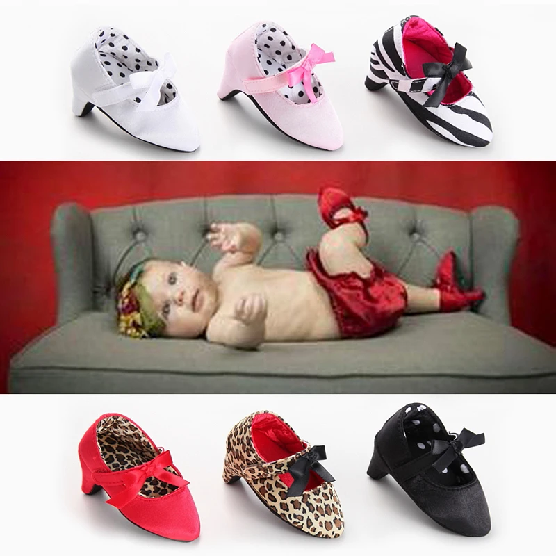 2022 neue Infant Neugeborenen Baby Mädchen High Heels Schuhe Prinzessin Bogen Ersten Geburtstag Party Schuhe Foto Requisiten Schuhe 0-12 M Image