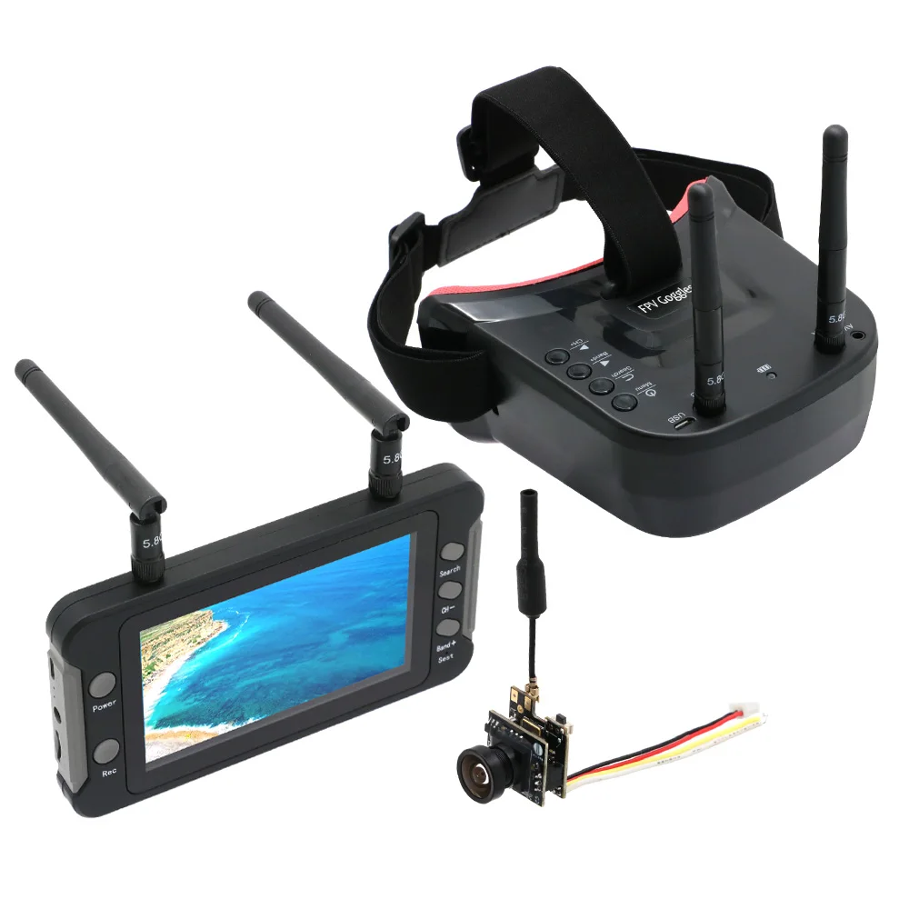 5,8G 40CH Dual Antennen FPV Brille Video Brille Headset mit 4,3 Zoll LCD Display Monitor NTSC/PAL DVR und M8 800TVL Kamera Image