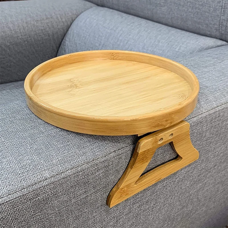 Sofa-Tablett, Tisch, Sofa-Armlehne, Clip-On-Tablett, Sofa-Tablett aus Naturholz, praktisches TV-Snack-Tablett für ferngesteuerte Kaffee-Snacks Image