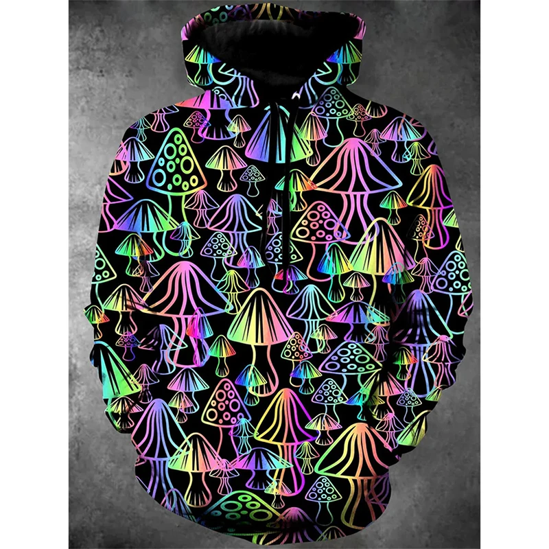 Magic Mushrooms Colorful Essentials Hoodie für Herrenkleidung, übergroßer Kapuzenmantel, Hip Hop, Street Fashion, Spaß 2025, neue Hoodies Image