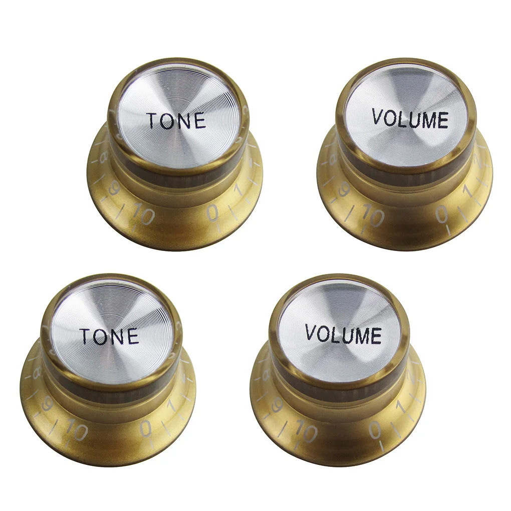FLEOR 4 Stück 2T2V Vintage LP Gitarre Volume Tone Control Knöpfe 18 Splines mit Aluminium Top E-Gitarre Teile Image