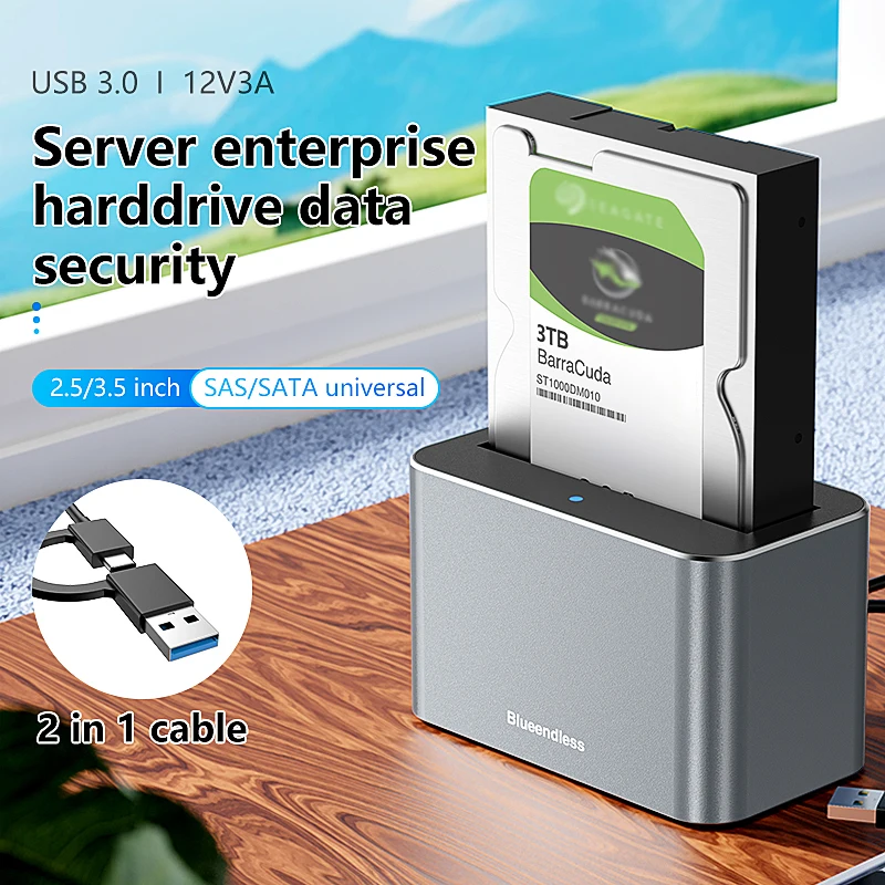 Blueendless 2,5/3,5 Zoll SAS/SATA Festplatte Externes Gehäuse Sata zu USB 3.0 HDD Dockingstation HDD Caddy Sata HDD Gehäuse HDD Box Image
