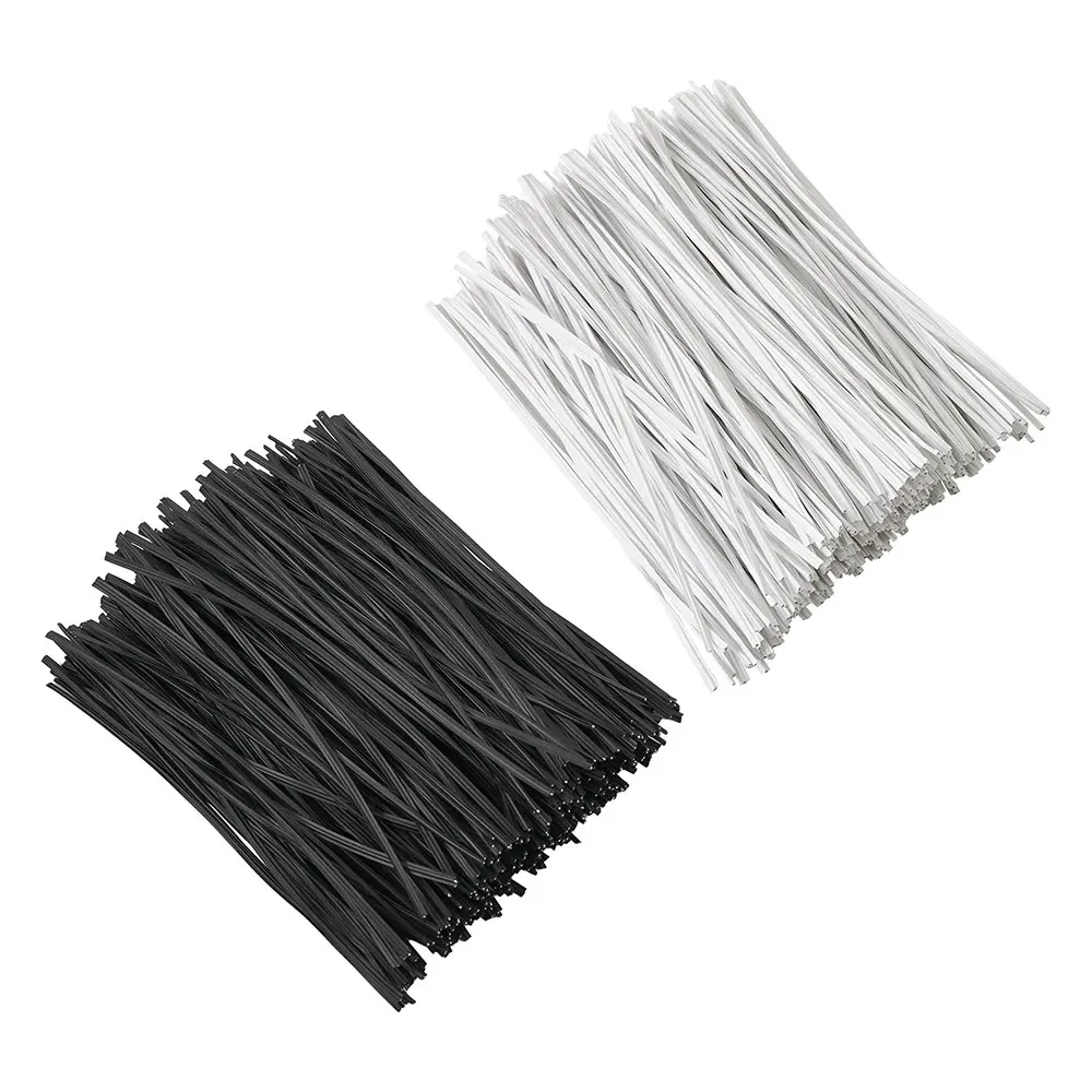 100 Stück kunststoffbeschichtete Eisendraht-Kabelbinder, Kabelwickel-Organizer, Kabelbinder, Gartenpflanze, Kletterreben, Verschluss, wiederverwendbar, Schwarz/Weiß Image