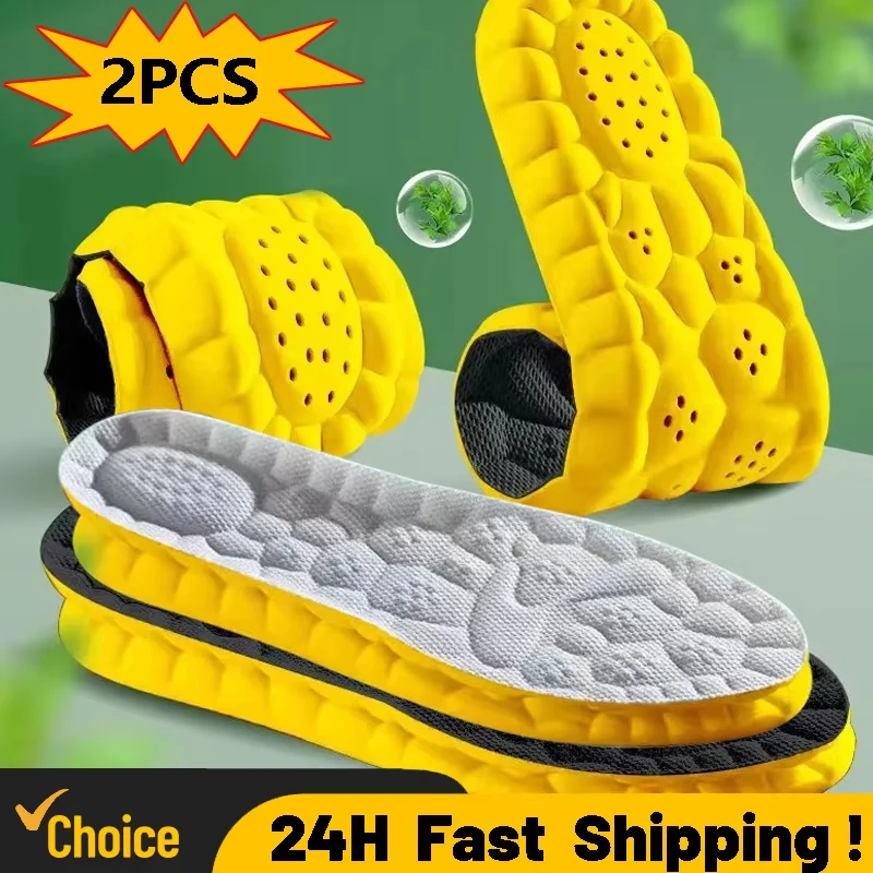 4D Cloud Technology PU-Sohle Sport-Einlegesohlen für Schuhe, weiche, atmungsaktive Stoßdämpfungskissen, laufende orthopädische Pflege-Einlegesohlen Image