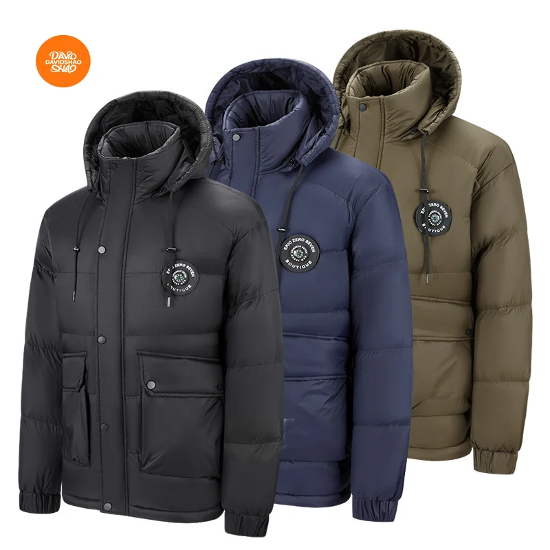 DAVIDSHAO Top Qualität EU US Größe Winter Plus Größe Männer Casual Warme Gepolsterte Jacke Multi-Tasche Abnehmbare Hoodie unten Jacke