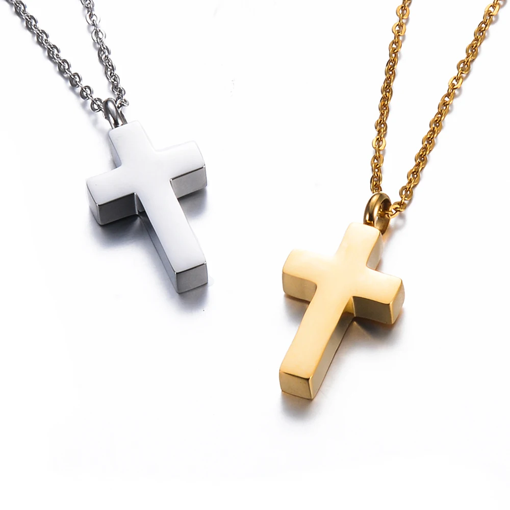 Edelstahl Einäscherung Kreuz Andenken Halskette für Asche Gold Silber Ton Bar Anhänger Gedenk schmuck für Frauen/Männer