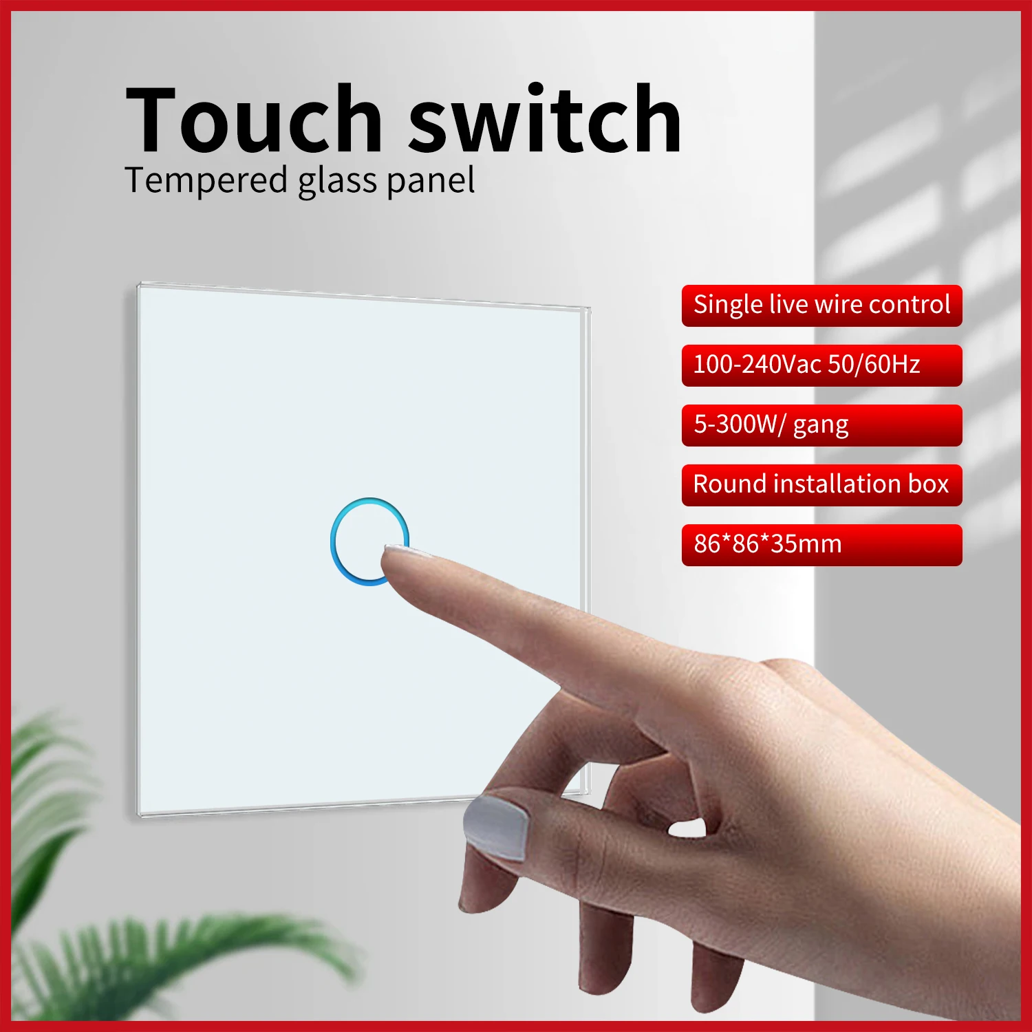 UBARO Schalter EU Standard Luxus Kristall Glas Panel Wand Licht Manuel Sensor Elektrische Taste Touch Auf/Off 100-240V 1/2/3 Gang touch lichtschalter lichtschalter touchscreen lichtschalter glas lichtschalter touch Image