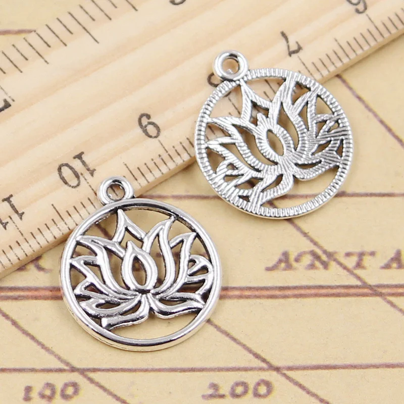 20 stücke Charme Yoga Lotus Blume 22x19mm Tibetischen Silber Farbe Anhänger Antiken Schmuck, Die DIY Handgemachten Handwerk