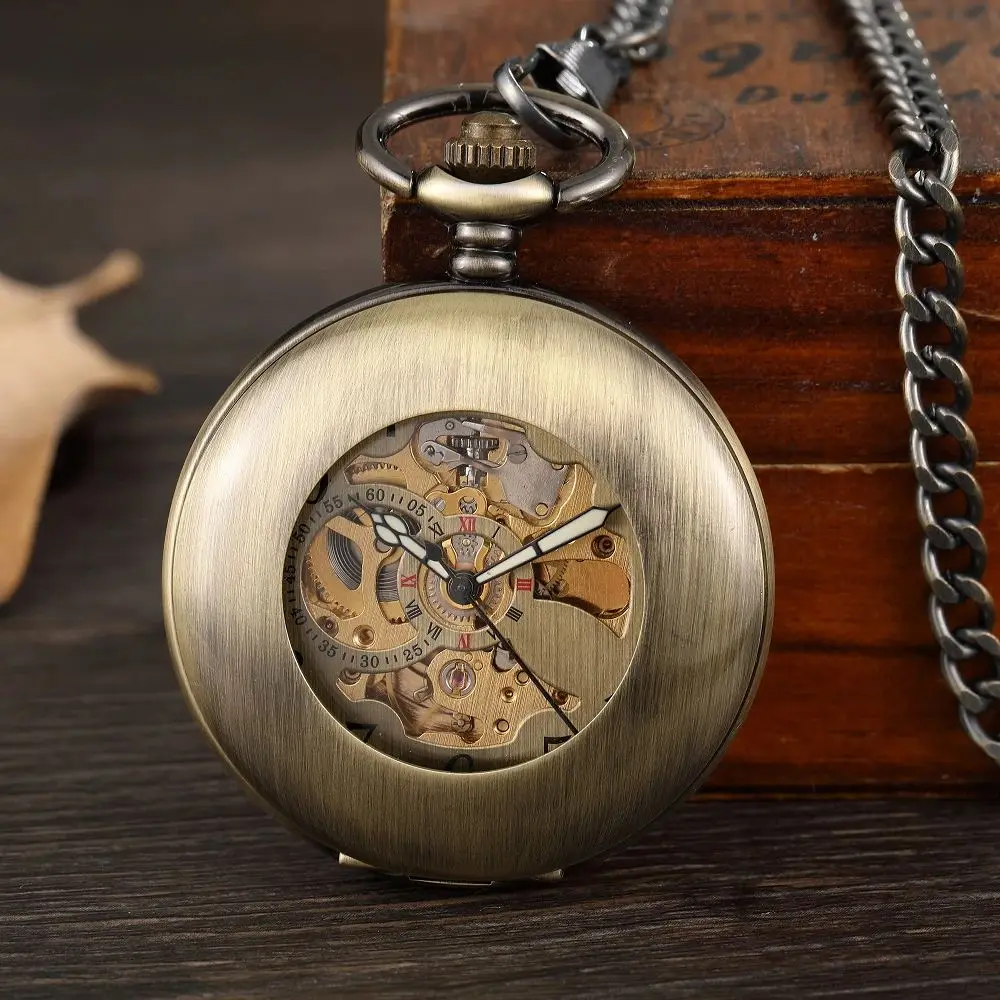Vintage Luxus mechanische Taschenuhr klassische Flip Cover leuchtende aushöhlen Handaufzug Männer Frauen mechanische Taschenuhr Image