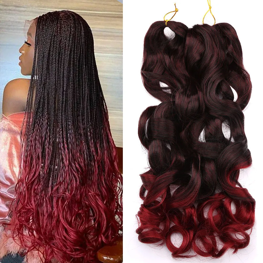 Synthetische Spirallocken, lose Wellen, Häkelhaar-Zöpfe, vorgedehnte Flechten-Haarverlängerungen für Frauen, Ombre, schwarze französische Locken Image