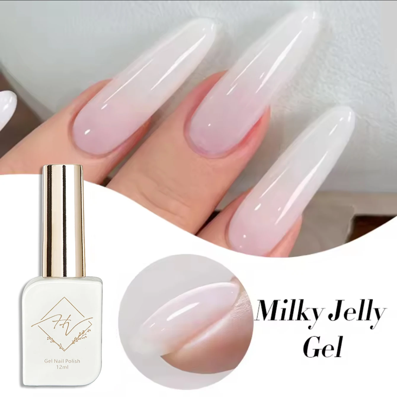 ZH 12 ml Milky Jelly White Gel Nagellack Translucent Semi Permanent Soak Off UV LED Gel Lack Maniküre Nagel Ar Image