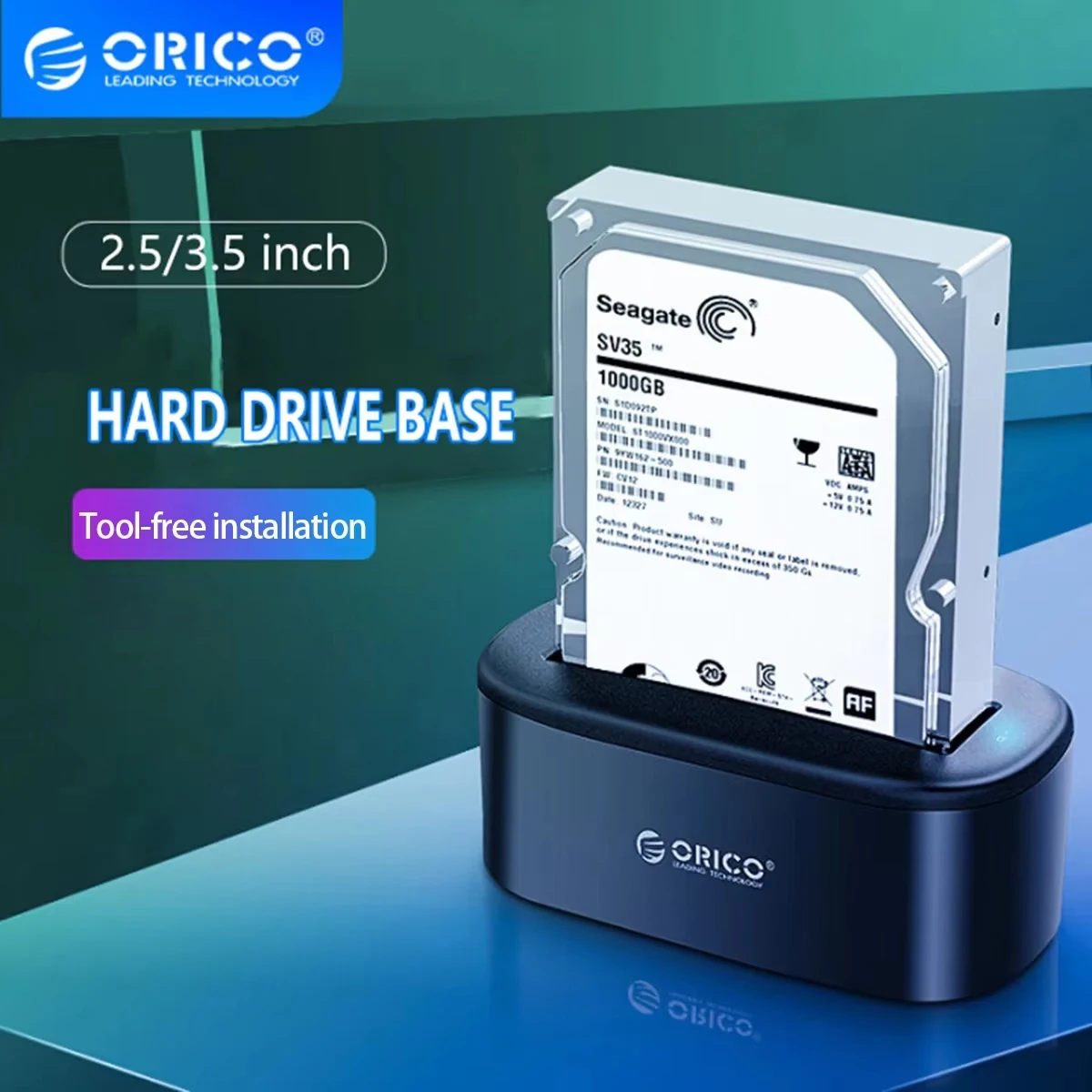 ORICO Festplatten-Dockingstation USB 3.0 zu SATA HDD-Dockingstation für 2,5/3,5 Zoll SATA HDD-Gehäuse und SSD-Festplatten-Dock Image