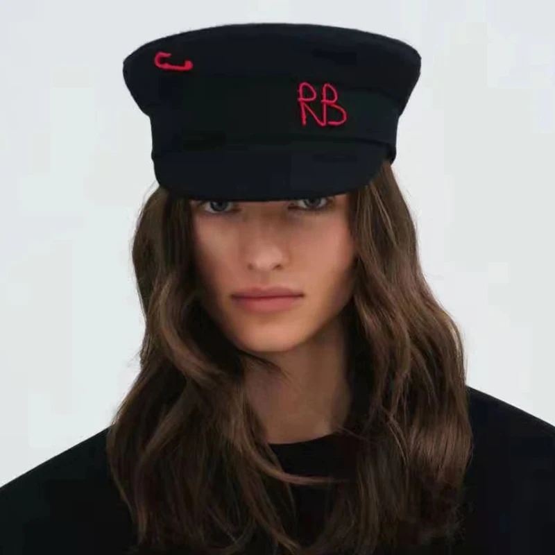 Monogrammverzierte Baker Boy Cap Brief Newsboy Cap Damen Flache Militray Caps Damen Wintermützen Image