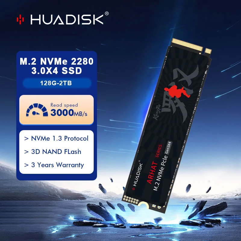 Huadisk m2 nvme 128GB 256GB 512GB 1TB SSD interne Festplatte 3,0 PCIE internes Solid-State-Laufwerk für Laptop-Tablets Desktop Image