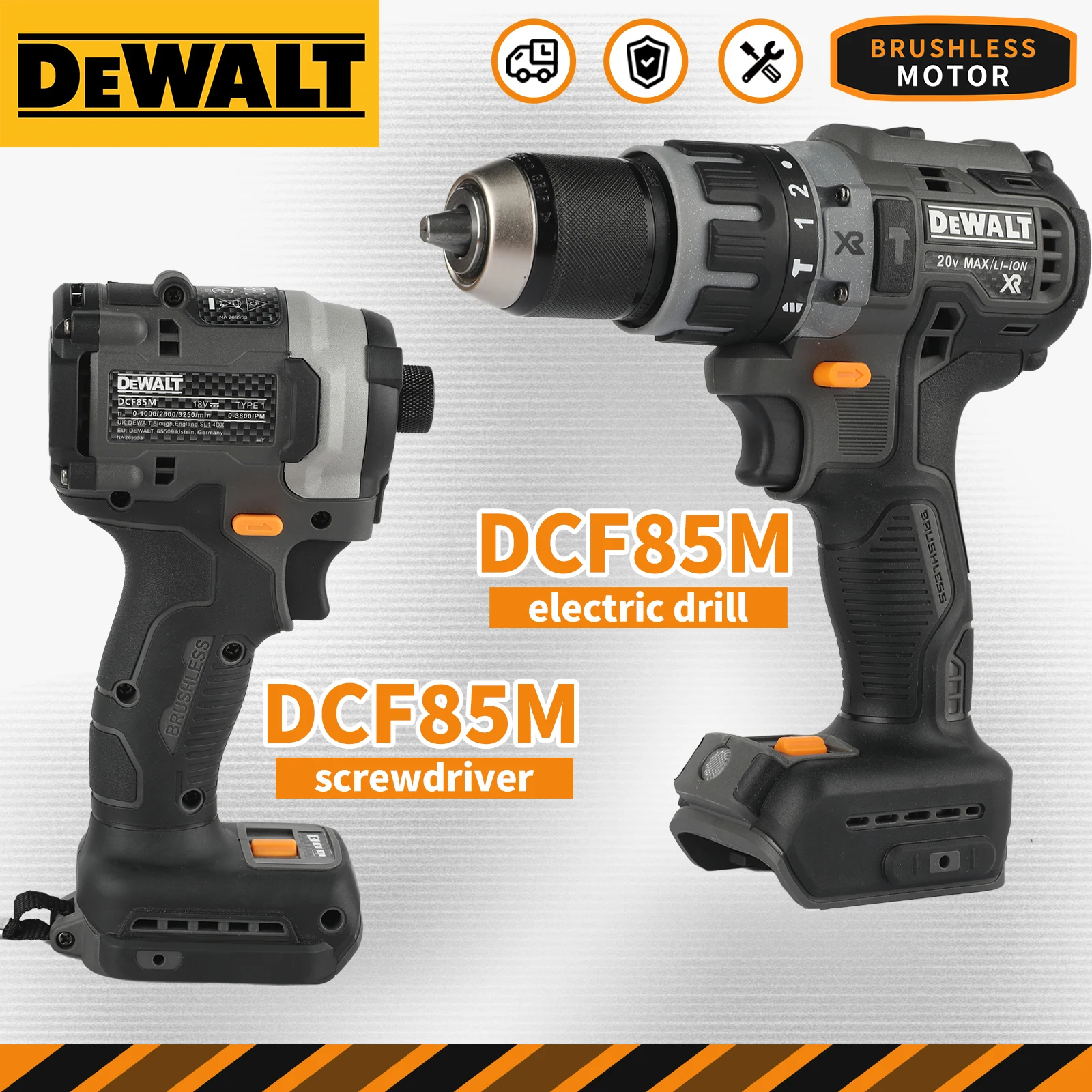DEWALT DCF85M 20V bürstenloser Bohrschrauber und Schlagschrauber | 205 Nm Drehmoment 0-3250 U/min 13mm Bohrfutter Elektrowerkzeug Image