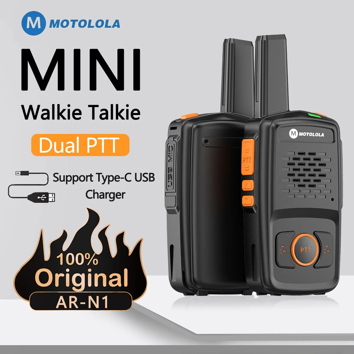Motorola Mini Walkie-Talkie 16 Kanäle Professionelles MT-N1 UHF 400-470MHZ mit USB-Ladefunktion Kompatibel mit Baofeng Zwei-Wege-Funkgerät Image