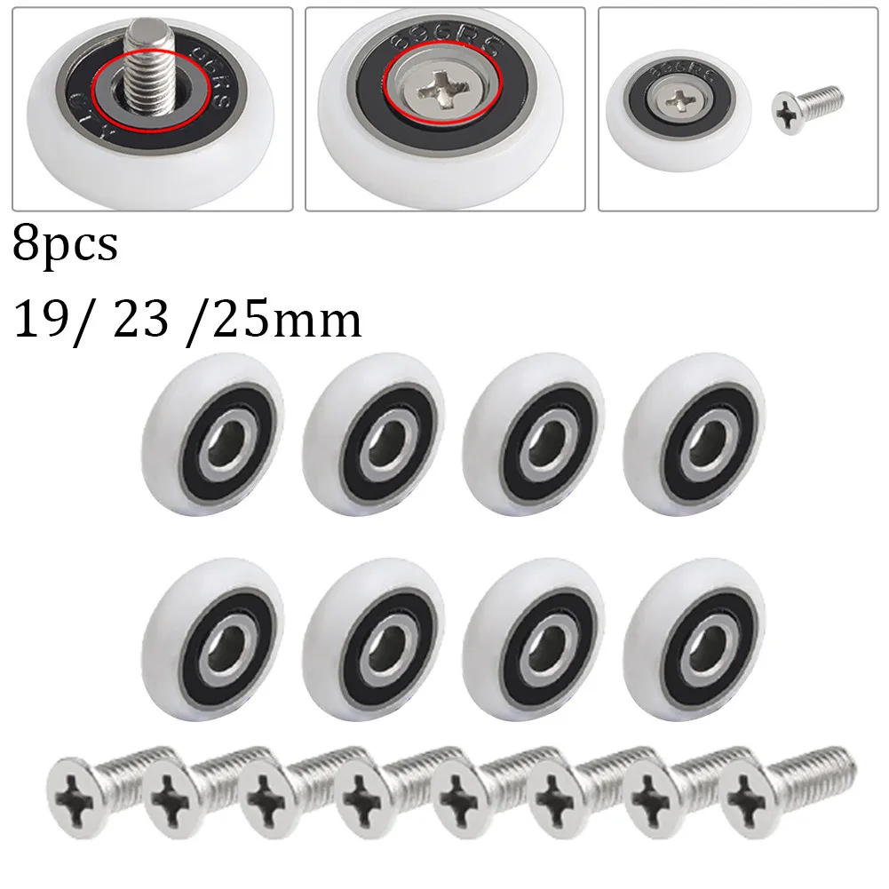 8Pcs Bad Schrank Roller Rad Dusche Zimmer Zubehör Lager Roller Rad 19/23/25mm Dusche zimmer Roller/Läufer/Räder Image