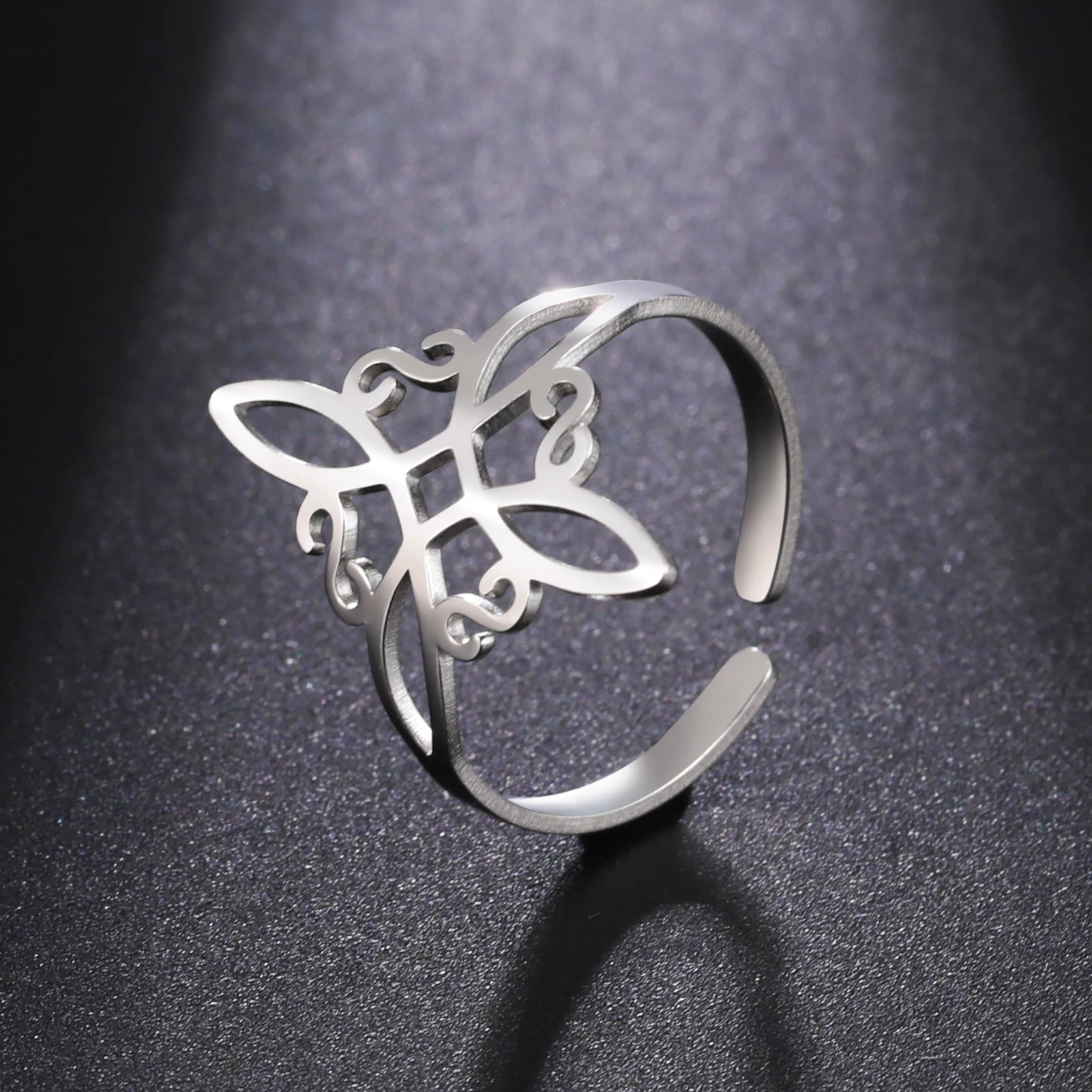 Skyrim Hexenknoten-Ring für Frauen, Edelstahl, verstellbar, offene Fingerringe, 2025, neuer Hexerei-Amulett-Schmuck, Geburtstagsgeschenk Image