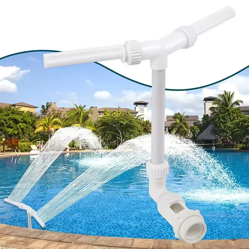 Pool-Doppelsprüh-Wasserfontäne, verstellbarer Wasserfall-Sprinkler & Sprüher mit Fontänenhalterung für Schwimmbecken Image