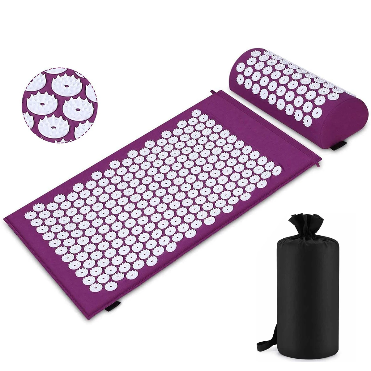 Akupressurmatte Sensi Massagematte Kissen Set Applikator für Nacken Fuß Yoga Matte mit Nadel Rückenkissen Image
