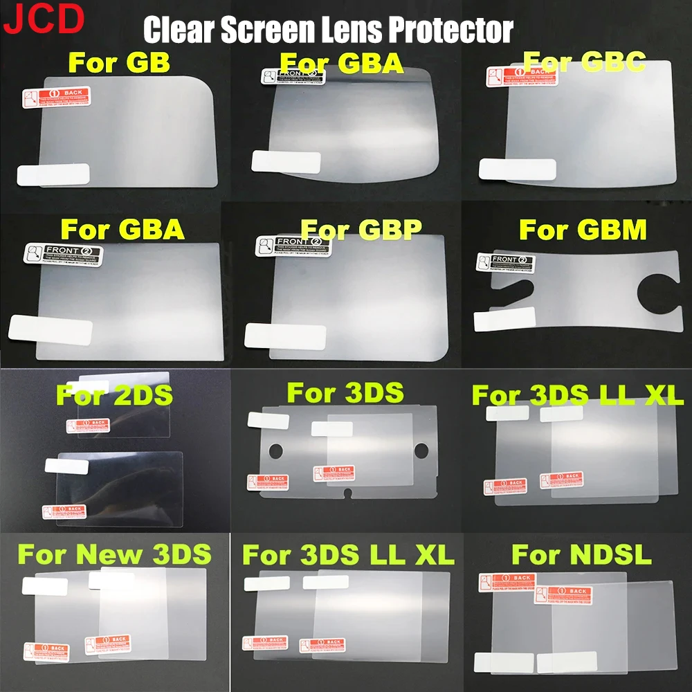 Jcd 1 stücke oben unten hd klar schutz folie für gb gba gbc gba sp dsl ndsl für 2ds neue 3ds xl lcd displayschutz Image