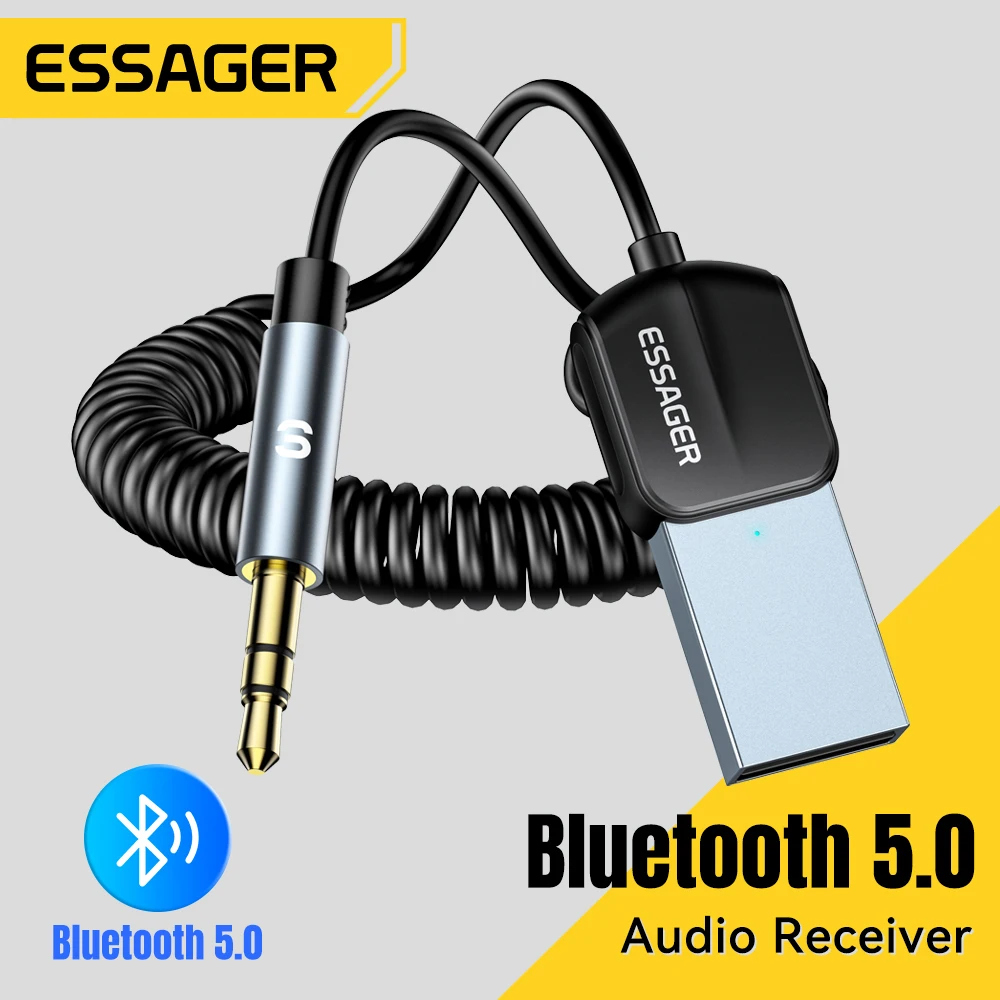 Essager Bluetooth 5.0 Receiver Adapter Aux Kabel Empfänger Lautsprecher Freisprecheinrichtung 3,5 mm Klinke Audio Musik USB Auto Bluetooth Sender Image