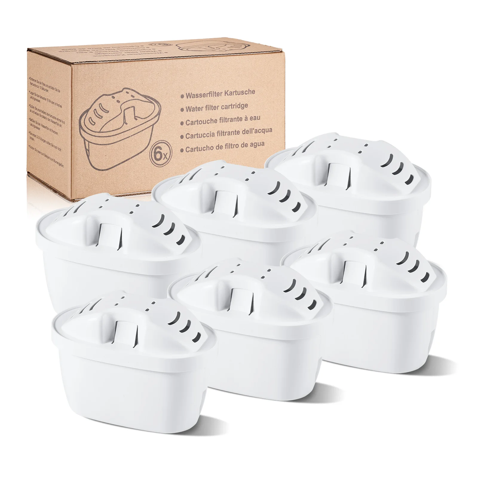 Reimol Wasserfilter Kartuschen 6 Stück, Ersatz für Brita Maxtra+ Filterkartuschen, kompatibel mit Brita Kannen Marella, Style, Elemaris XL, Aluna, Mavea Elemaris System und Marella System Image