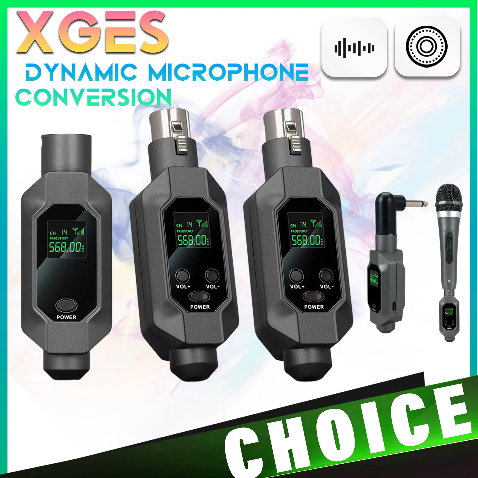 Drahtloses Mikrofonsystem XLR-Mikrofonkonverter-Adapter UHF-automatischer Sender-Setup für dynamisches Kondensatormikrofon Image