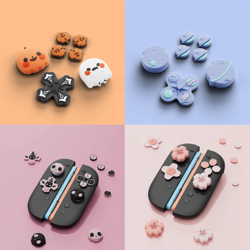 NEU Niedlicher D-Pad-Kreuzknopf ABXY-Schlüsselaufkleber Joystick Thumb-Stick Grip Cap Cover für Nintendo Switch 2 NS2 Joy-con Skin Case Image