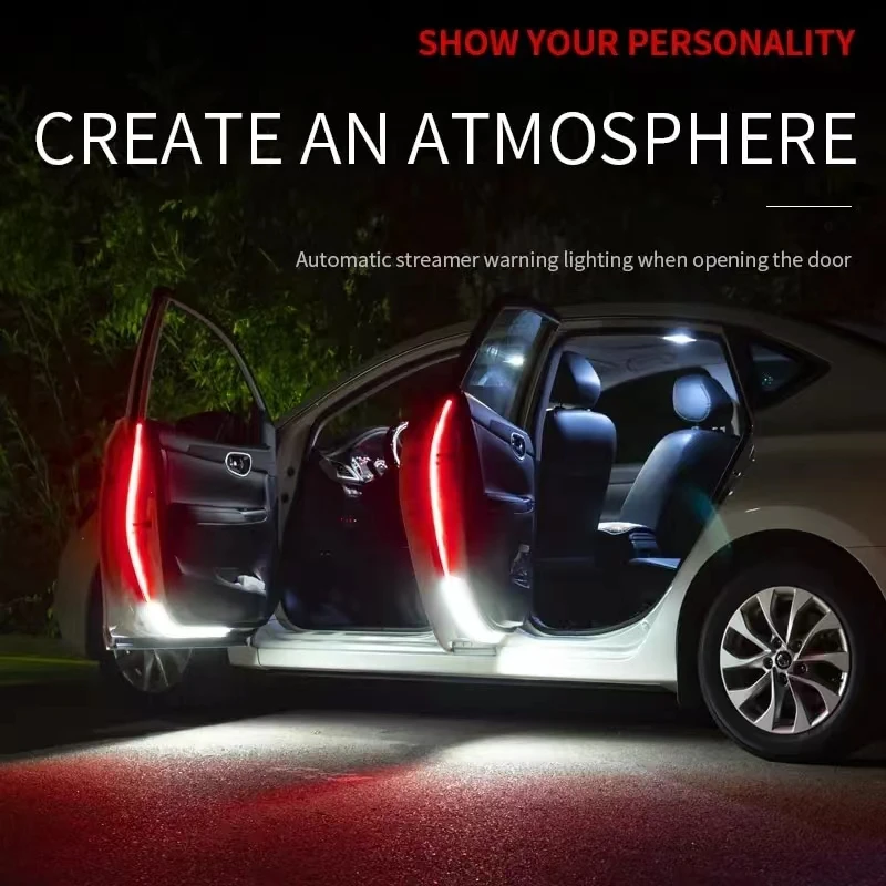 12V LED Auto Tür Öffnung Warnung Atmosphäre Licht Streifen Auto Tür Öffnung Nacht Warnung Licht Blinklicht LED Willkommen lampe Image