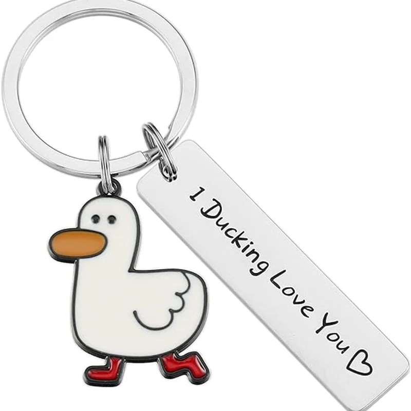 Lustiges Liebhabergeschenk „I Ducking Love You“, süßer Enten-Wortspiel-Schlüsselanhänger, Paarschmuck, Valentinstagsgeschenk für Freund, Freundin Image