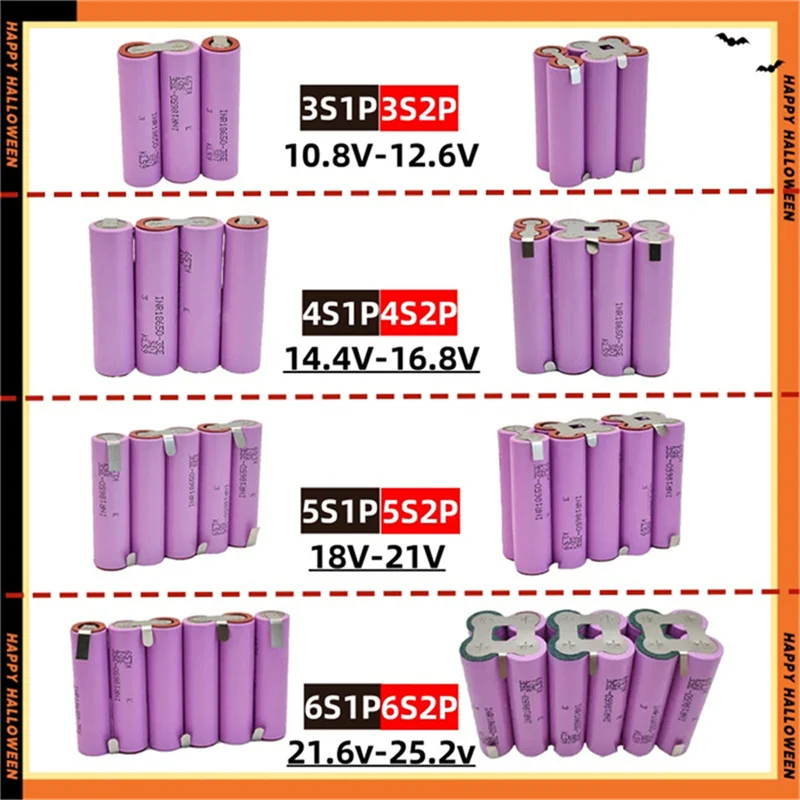 7,4 V 12 V 14,4 V 18 V 21 V 25,2 V 3500/7000 mAh 18650 35E 2S1P-6S2P Geeignet zum Schraubendreher-Akku-Schweißen 18650-Akku Image