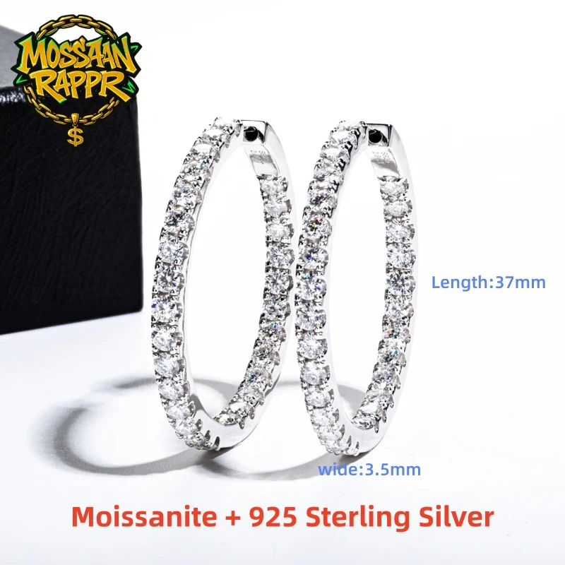 MossanRappr 5,6 cttw Moissanit Diamant Big Hoop Huggie Ohrringe 925 Sterling Silber Luxus Ohrring Hip Hop Schmuck für Frauen