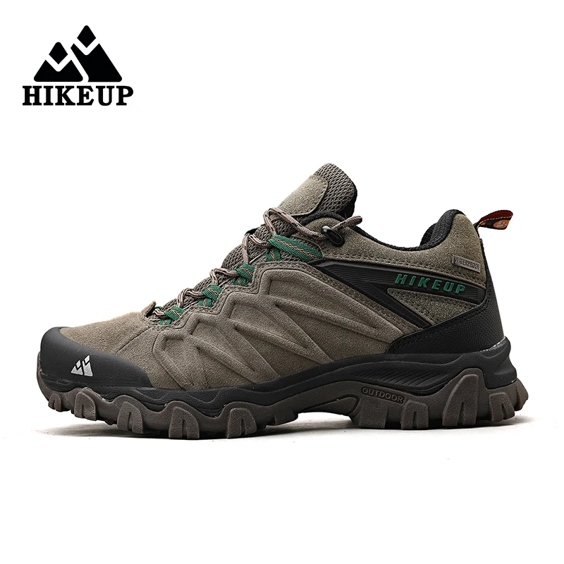 HIKEUP Hohe Qualität Leder Wanderschuhe Langlebig Outdoor Sport Männer Trekking Leder Schuhe Lace-Up Klettern Jagd Turnschuhe