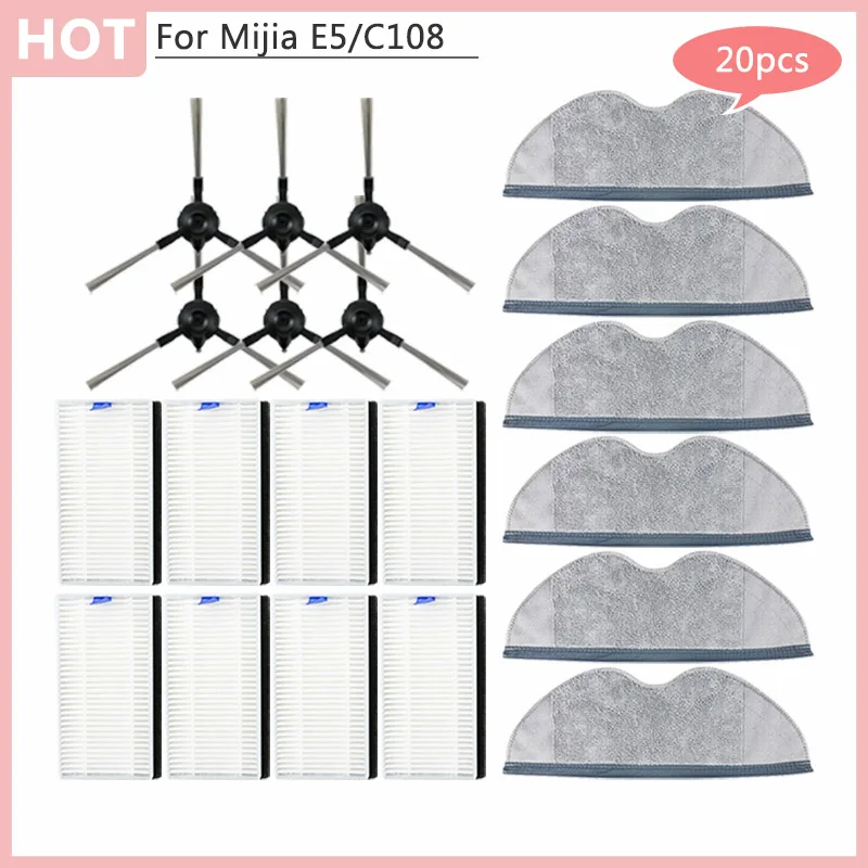 Für Xiaomi E5 C108 Ersatzteile Kehrmaschine Roboter Staubsauger Seite Pinsel HEPA-Filter Mopp Lappen Kitfort Home Zubehör Image