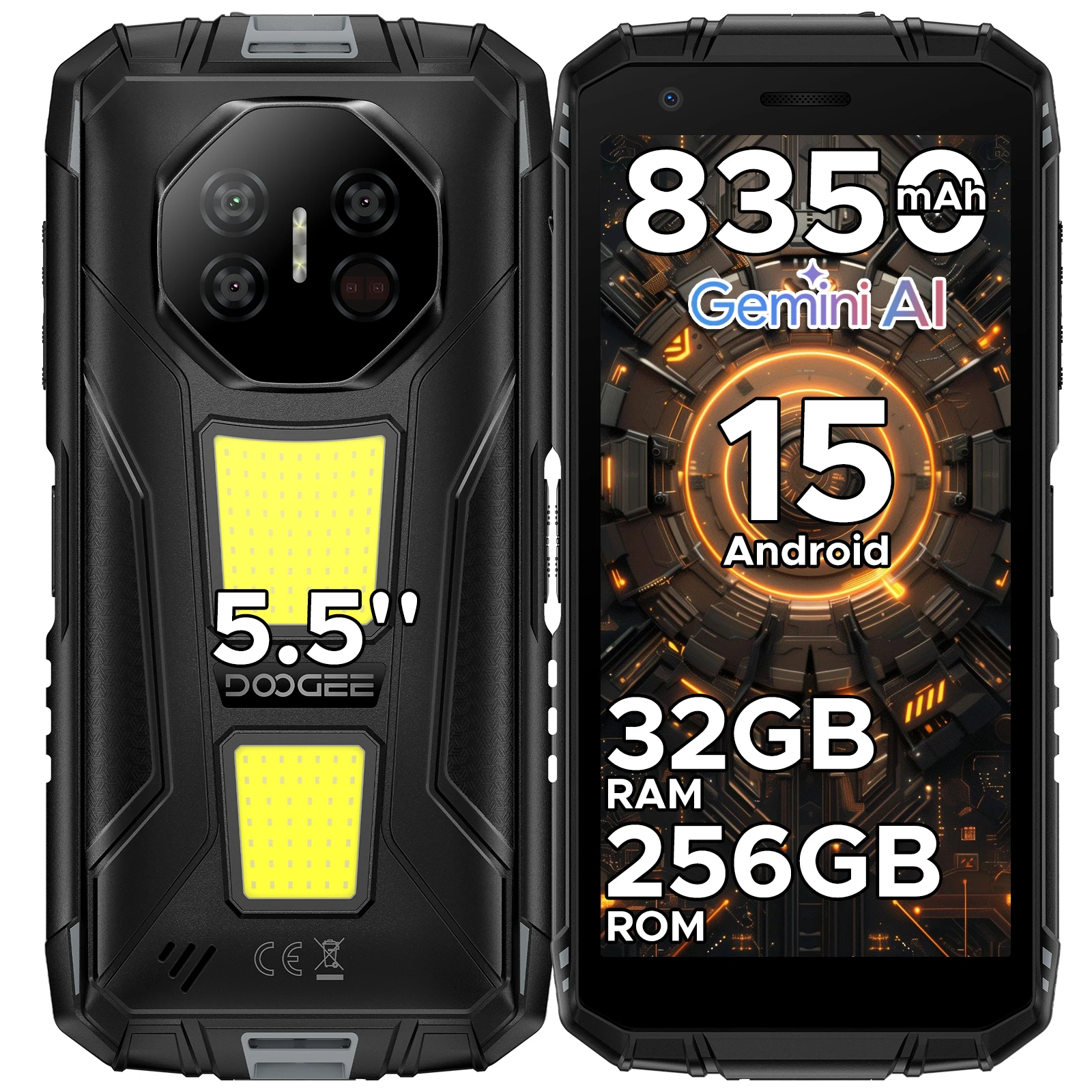 DOOGEE Fire 3 Max Robustes Smartphone 32GB+256GB 5,5 Zoll HD+ Display Campinglicht 8350mAh UNISOC T7250 48MP NFC Android 15 Image