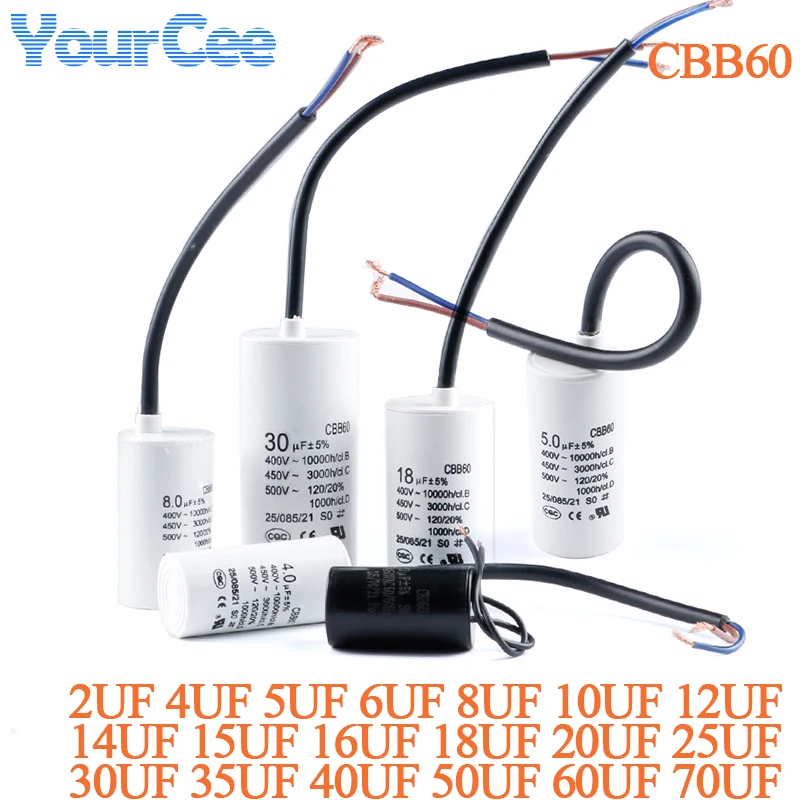 CBB60 Motorbetriebskondensator Startkondensator AC450V 2/3/4/5/6/8/10/12/14/15/16/18/20/25/30/40/45/50/60/70UF für Waschmaschine Image