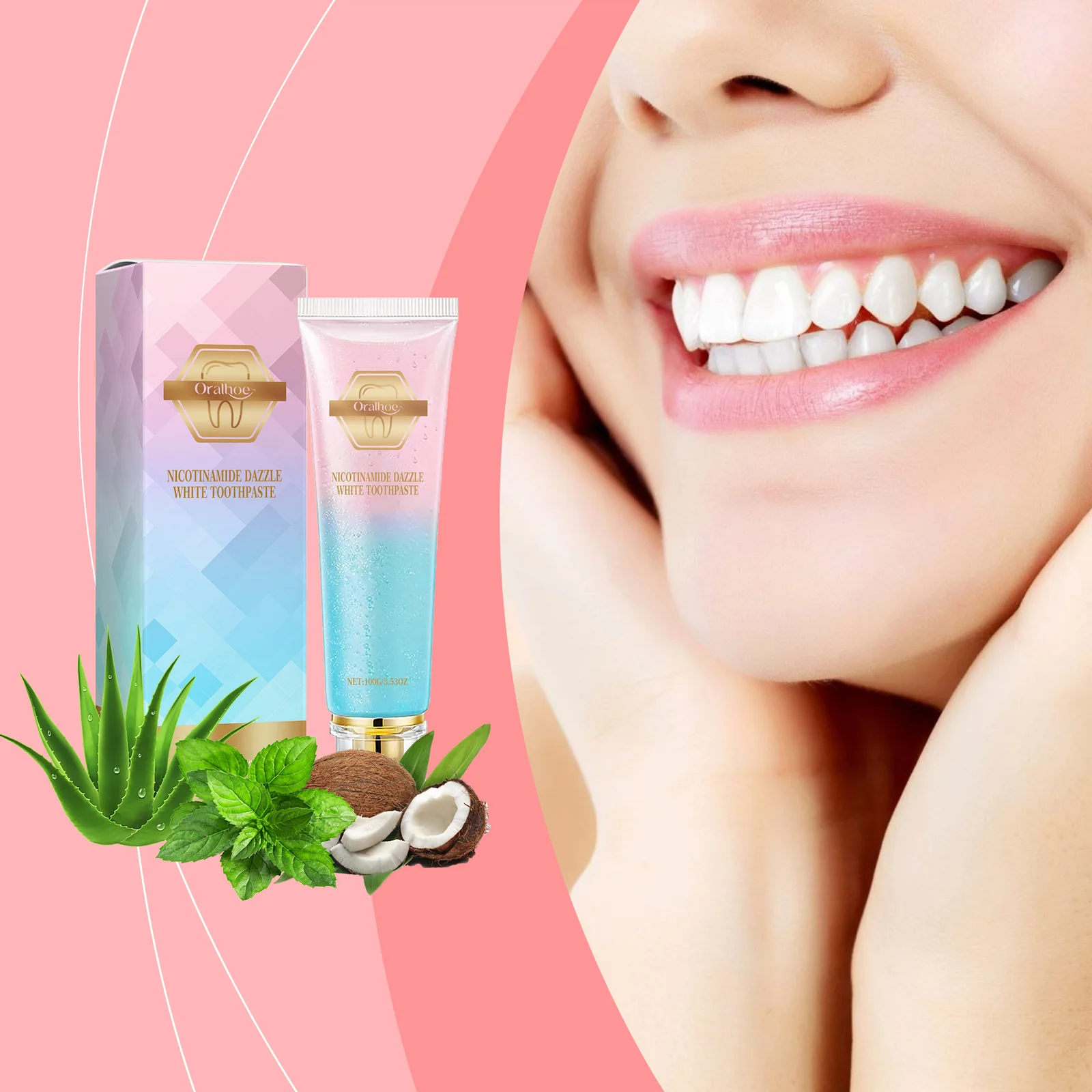 Niacinamid Whitening Zahnpasta Reduziert Plaque Frischer Mundgeruch Flecken Entfernen Hygiene Sauber Schillernde Aufhellung Orale Zahnpflege Image