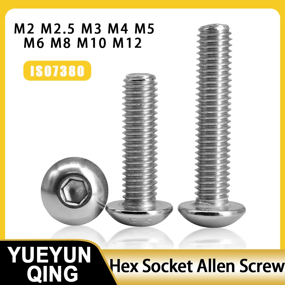 ISO7380 Edelstahl-Sechskantschraube M2 M2,5 M3 M4 M5 M6 M8 M10 M12 Sechskant 304 SS Innensechskantschraube Gewinde Maschine Metallschrauben Image