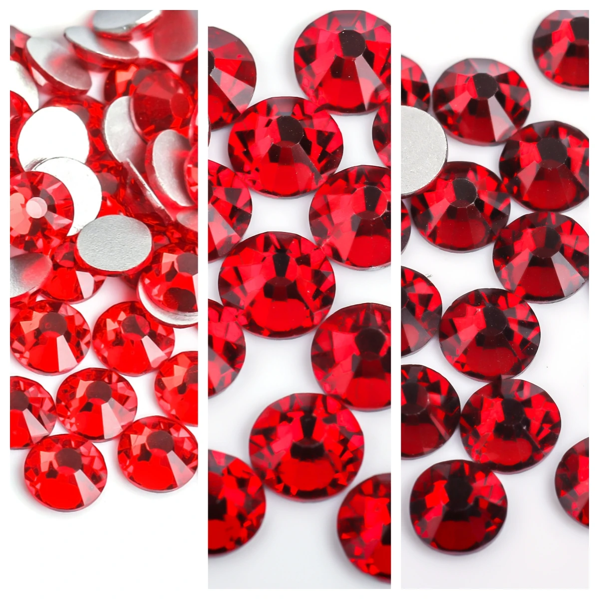Siam Glas 3d Nail Art Strass ss3 ss4 ss5 ss6 ss8 ss10 ss12 ss16 ss20 ss30 ss34 Kristall nicht Hotfix Nail Art Dekorationen Image