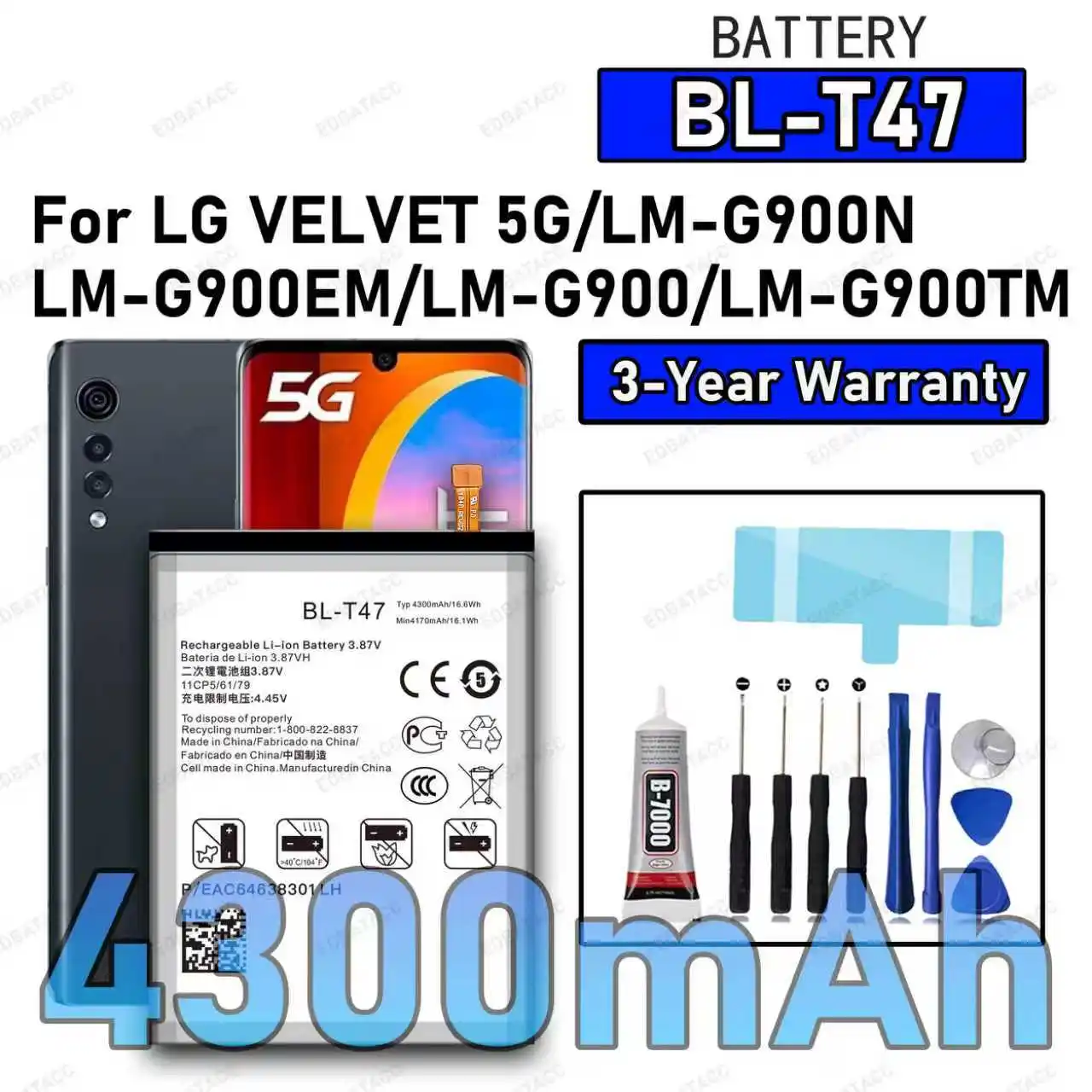 100% neue Hohe Qualität BL-T47 Batterie Für LG VELVET 5G/LM-G900N/LM-G900EM/LM-G900 Ersatz Batterie Bateria + kostenlose Tools Image