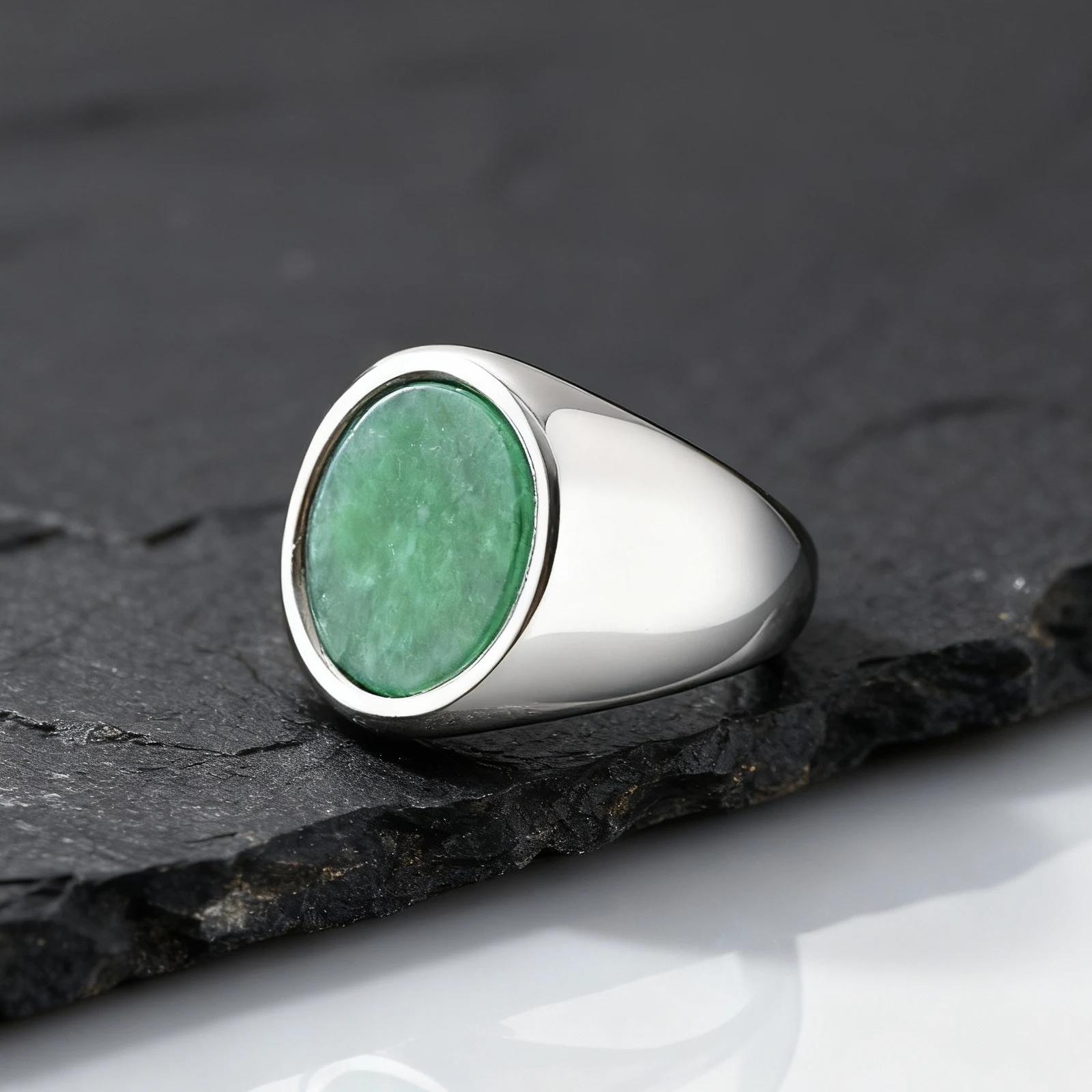 Hochwertiger Natursteinring für Männer, Edelstahl Türkis Grün Doling Siegelring, Punk Schmuck Geschenk