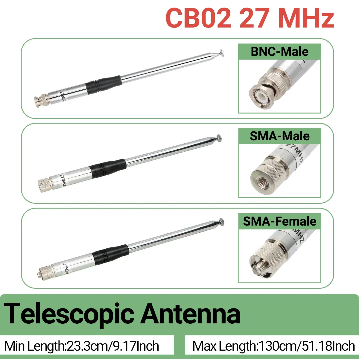 27 MHz SMA-Buchse/SMA-Stecker/BNC Hand-Teleskop-CB-Antenne für Quansheng UV-K5 UV-K5(8) Baofeng UV-K61 Walkie Talkie Image