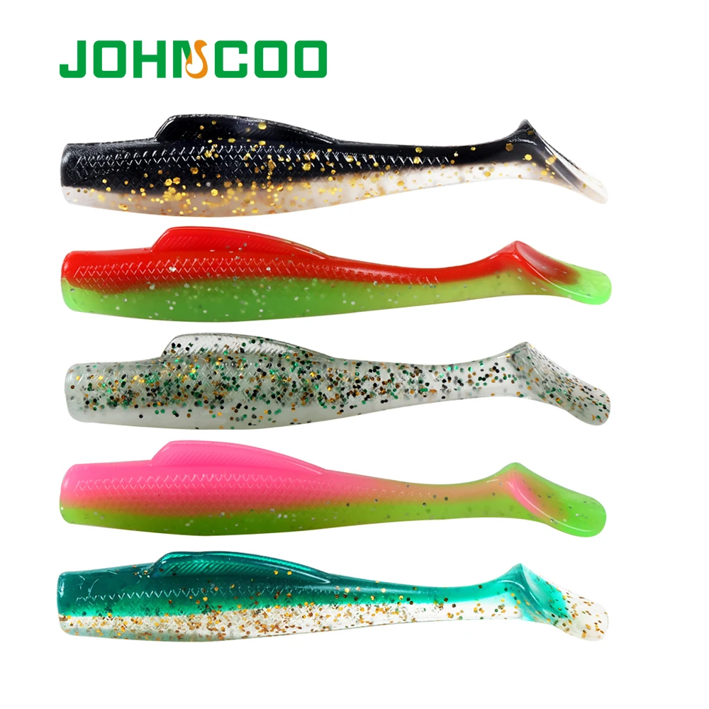 JOHNCOO 6pcsTPR Weiche Köder 80mm 4,8g Weiche Paddle Schwanz Swimbait Angeln Lockt Künstliche Silikon Köder Wobbler weiche Köder Image
