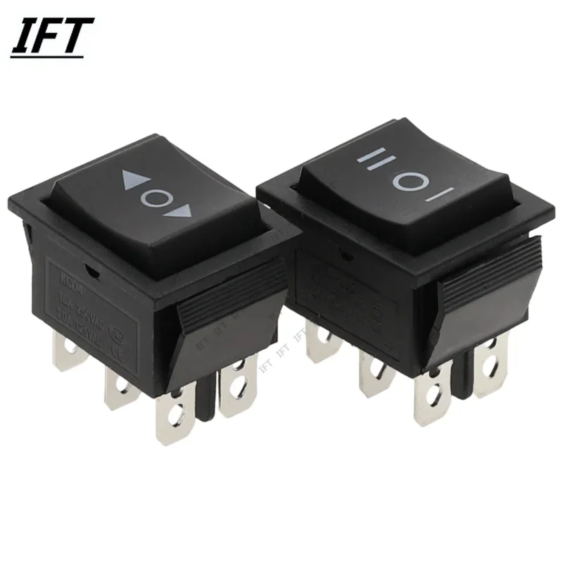 1PCS KCD4 Schwarz Wippschalter Netzschalter EIN-AUS-EIN 2/3 Position 4/6 Pins Der pfeil ist Reset/Latch 16A 250VAC/ 20A 125VAC Image