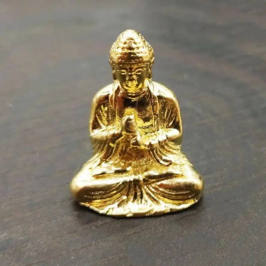 Mini tragbare Vintage Messing Buddha Statue Tasche sitzende Buddha Figur Skulptur Home Office Schreibtisch dekorative Ornament