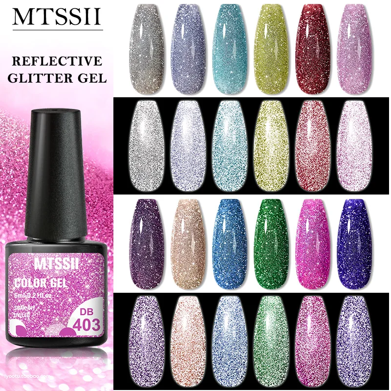 Mtssii 6ML Reflektierende Gel Nagellack Glänzend 14 Farben Semi-permanent UV Gel lack Hybrid Nagellack für nail art Maniküre Image
